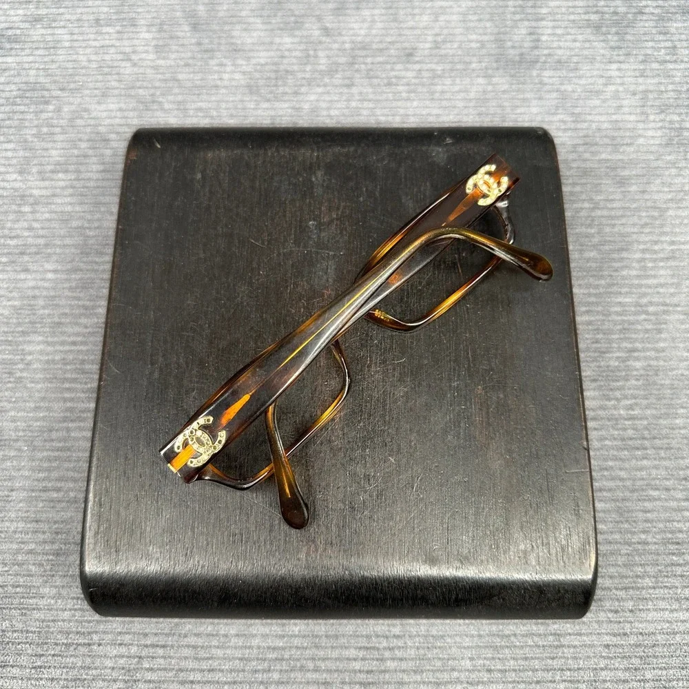 Chanel 3075-B c.502 Tortoise Crystal CC Logo Eyeglasses Frames Italy 51-17-135
